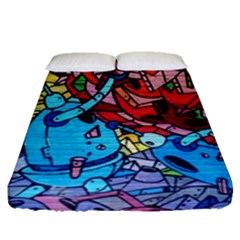 Graffiti-wall-mural-painting-arts Fitted Sheet (queen Size) by Simbadda