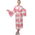 Pink and white plaids Maxi Velour Kimono View1