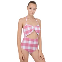 Pink And White Plaids Scallop Top Cut Out Swimsuit by ConteMonfrey