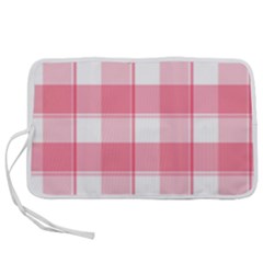 Pink And White Plaids Pen Storage Case (m) by ConteMonfrey