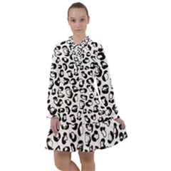 Black And White Leopard Print Jaguar Dots All Frills Chiffon Dress by ConteMonfrey