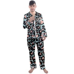 Blue And Pink Jaguar Dots Leopard Black And White Leopard Print Jaguar Dots Men s Long Sleeve Satin Pajamas Set by ConteMonfrey