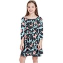 Blue And Pink Jaguar Dots Leopard Black And White Leopard Print Jaguar Dots Kids  Quarter Sleeve Skater Dress View1