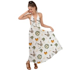 Rabbit, Lions And Nuts  Backless Maxi Beach Dress by ConteMonfrey