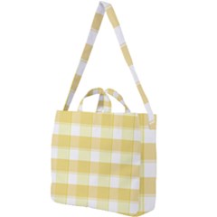 White And Yellow Plaids Square Shoulder Tote Bag by ConteMonfrey