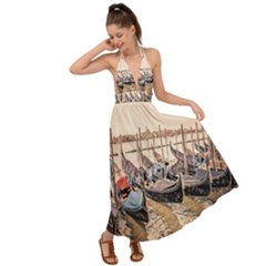 Black Several Boats - Colorful Italy  Backless Maxi Beach Dress by ConteMonfrey