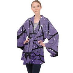 Moon Night Fantasy Dark Love Long Sleeve Velvet Kimono  by Wegoenart