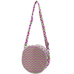 Mave,chevron,white,navi,purple Crossbody Circle Bag by nateshop