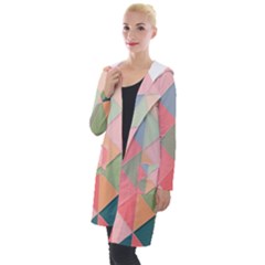 Illustration Pink Background Geometric Triangle Hooded Pocket Cardigan by Wegoenart