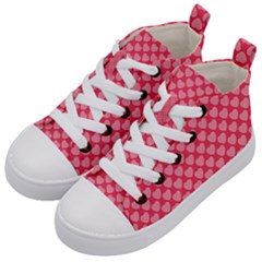 Valentine Lobe Hearts Background Seamless Tile Kids  Mid-top Canvas Sneakers by Wegoenart