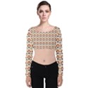 Illustration Geometric Tribal Pattern Design Velvet Long Sleeve Crop Top View1