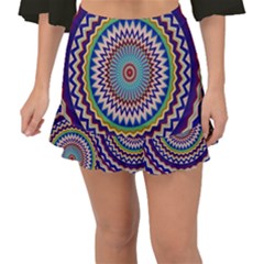 Illustration Kaleidoscope Geometric Circles Fishtail Mini Chiffon Skirt by Wegoenart