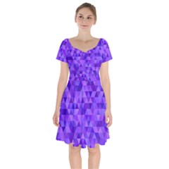 Illustration Purple Triangle Purple Background Short Sleeve Bardot Dress by Wegoenart