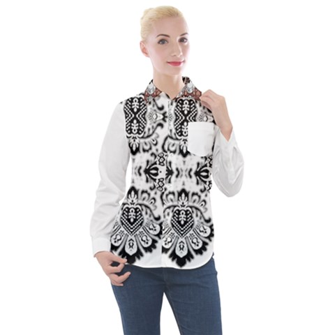 Im Fourth Dimension Black White 57 Women s Long Sleeve Pocket Shirt by imanmulyana