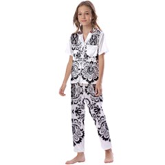 Im Fourth Dimension Black White 57 Kids  Satin Short Sleeve Pajamas Set by imanmulyana