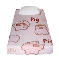 Pig Cartoon Background Pattern Fitted Sheet (single Size) by Sudhe