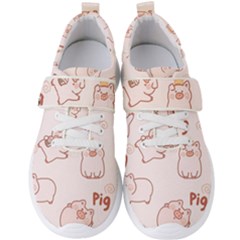 Pig Cartoon Background Pattern Men s Velcro Strap Shoes by Sudhe