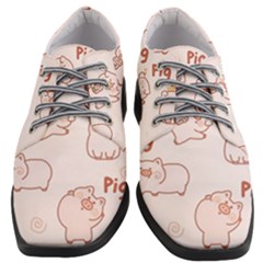 Pig Cartoon Background Pattern Women Heeled Oxford Shoes by Sudhe