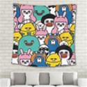 Illustration Animals Cartoon Background Pattern Square Tapestry (Large) View2