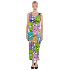 Care Bears Bear Background Cartoon Fitted Maxi Dress by Sudhe