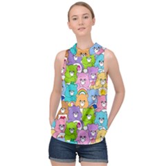 Care Bears Bear Background Cartoon High Neck Satin Top by Sudhe