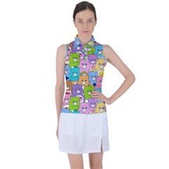 Care Bears Bear Background Cartoon Women s Sleeveless Polo Tee by Sudhe