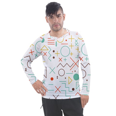 Mathematics Geometry Geometric Shape Euclidean Pattern Men s Pique Long Sleeve Tee by Sapixe