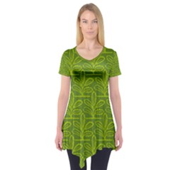 Oak Tree Nature Ongoing Pattern Short Sleeve Tunic  by Mariart