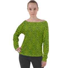 Oak Tree Nature Ongoing Pattern Off Shoulder Long Sleeve Velour Top by Mariart