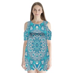 Mandala Blue Shoulder Cutout Velvet One Piece by zappwaits