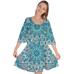 Mandala Blue Velour Kimono Dress by zappwaits