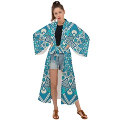 Mandala Blue Maxi Kimono by zappwaits