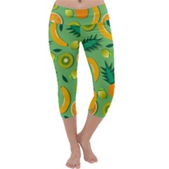 Fruit Tropical Pattern Design Art Capri Yoga Leggings by danenraven