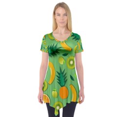 Fruit Tropical Pattern Design Art Short Sleeve Tunic  by danenraven