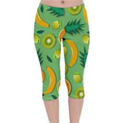 Fruit Tropical Pattern Design Art Velvet Capri Leggings  by danenraven