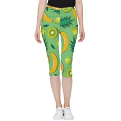 Fruit Tropical Pattern Design Art Inside Out Lightweight Velour Capri Leggings  by danenraven