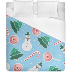 Christmas Sweets Snowman Background Duvet Cover (california King Size) by danenraven