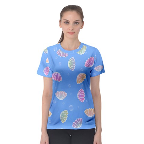 Illustration Seashell Clam Pattern Art Design Women s Sport Mesh Tee by danenraven