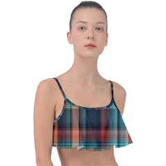 Plaid Tartan Checkered Tablecloth Frill Bikini Top by danenraven