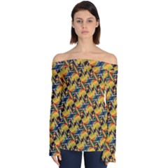 Illustration Geometric Pattern Colorful Pattern Off Shoulder Long Sleeve Top by danenraven