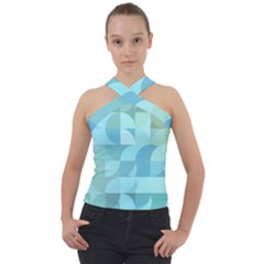 Geometric Ocean  Cross Neck Velour Top by ConteMonfrey