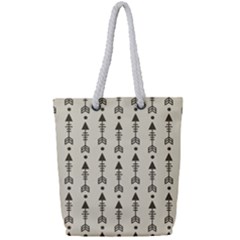 Black And Grey Arrows Full Print Rope Handle Tote (small) by ConteMonfrey