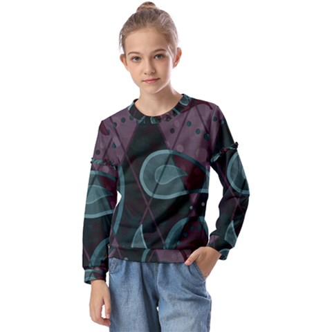 Background Pattern Texture Design Kids  Long Sleeve Tee With Frill  by danenraven