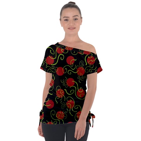 Abstract Background Pattern Texture Design Off Shoulder Tie-up Tee by danenraven