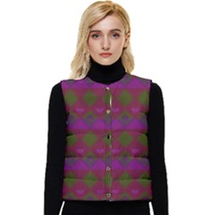 Illustration Argyle Pattern Argyle Background Women s Short Button Up Puffer Vest by danenraven