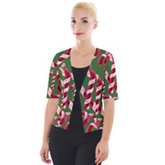 Christmas Wrapping Paper Abstract Cropped Button Cardigan by danenraven