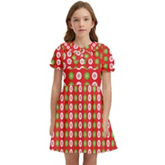 Illustration Festive Pattern Christmas Holiday Kids  Bow Tie Puff Sleeve Dress by danenraven