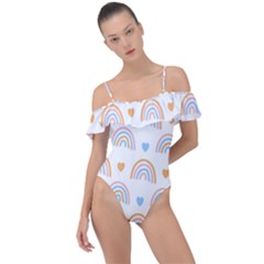 Rainbow Pattern Frill Detail One Piece Swimsuit by ConteMonfrey