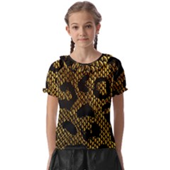 Metallic Snake Skin Pattern Kids  Frill Chiffon Blouse by BangZart