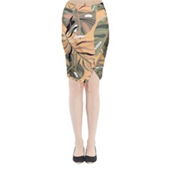 Leaves Monstera Picture Print Pattern Midi Wrap Pencil Skirt by Ravend